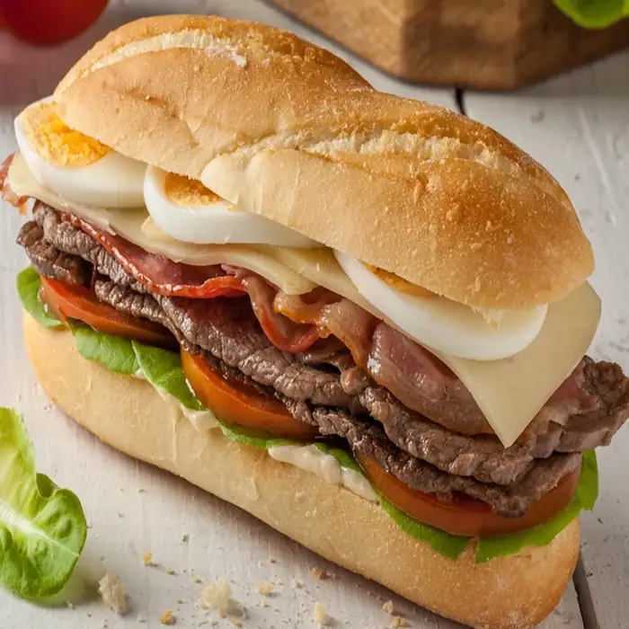 Chivito sandwich (Uruguayan Beef)