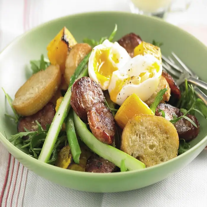 Chorizo & soft-boiled egg salad (Spanish Pork)