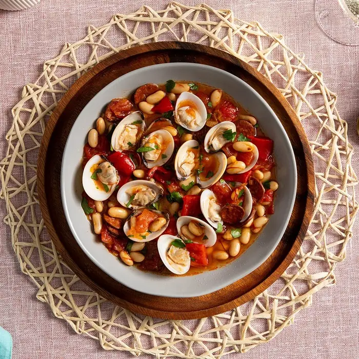 Clam, chorizo & white bean stew (Spanish Seafood)