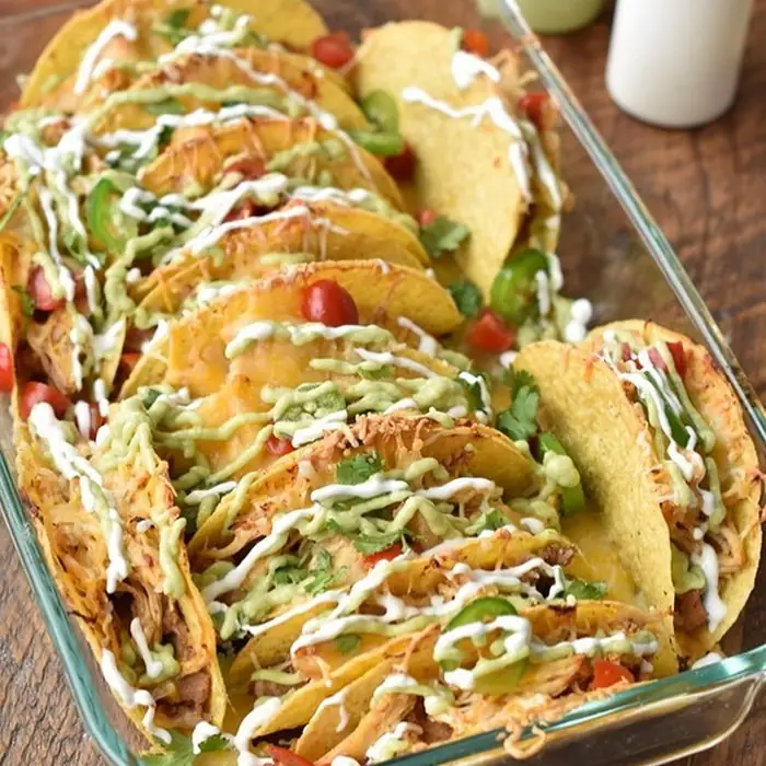 Crock Pot Chicken Baked Tacos (Mexican Chicken)
