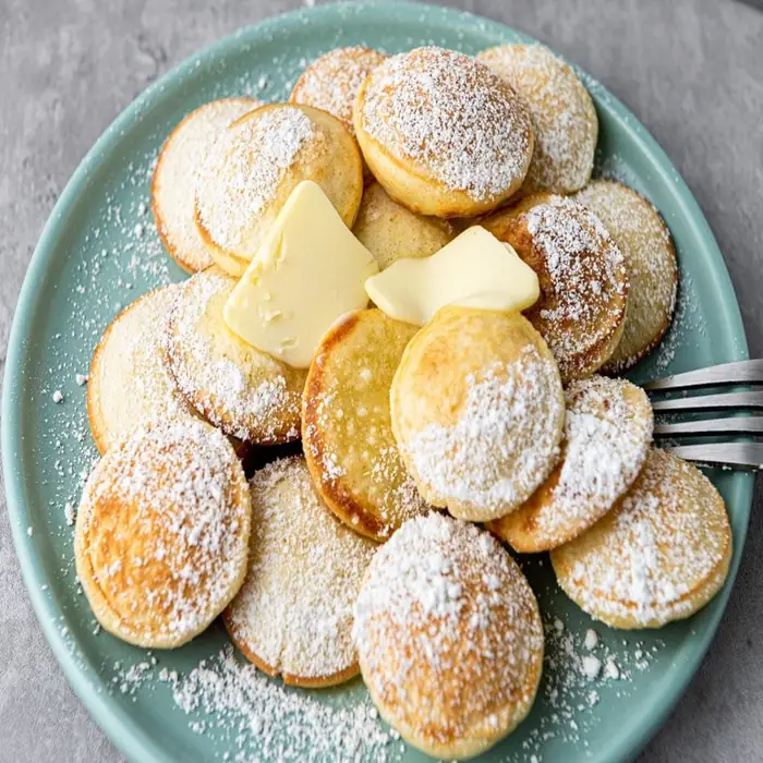 Dutch poffertjes (mini pancakes) (Dutch Breakfast)